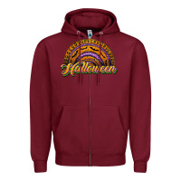 Burgundy halloween rainbow Zipper Hoodie - JahusDesignShop