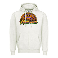 Oatmeal Heather halloween rainbow Zipper Hoodie - JahusDesignShop