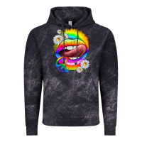 Cloud Black rainbow lips with daisies Vintage Hoodie - texasbilliewilder