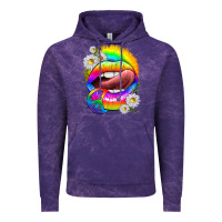 Cloud Purple rainbow lips with daisies Vintage Hoodie - texasbilliewilder