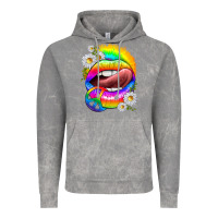 Cloud Rock rainbow lips with daisies Vintage Hoodie - texasbilliewilder