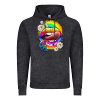 Vintage Black rainbow lips with daisies Vintage Hoodie - texasbilliewilder