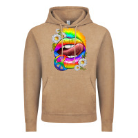 Vintage Coffee rainbow lips with daisies Vintage Hoodie - texasbilliewilder