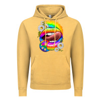 Vintage Mustard rainbow lips with daisies Vintage Hoodie - texasbilliewilder