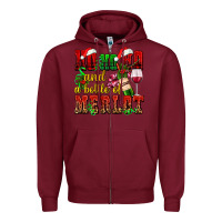 Burgundy ho ho ho and a bottle of merlot Zipper Hoodie - AdoDesignShop
