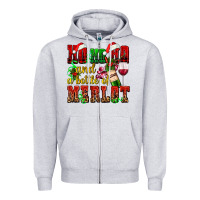 Heather Grey ho ho ho and a bottle of merlot Zipper Hoodie - AdoDesignShop