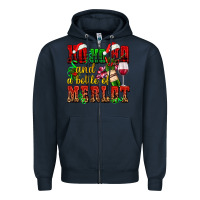 Navy ho ho ho and a bottle of merlot Zipper Hoodie - AdoDesignShop