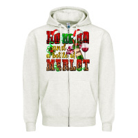 Oatmeal Heather ho ho ho and a bottle of merlot Zipper Hoodie - AdoDesignShop