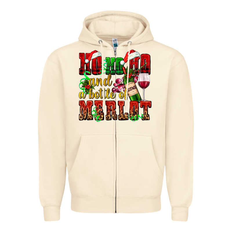 Ho Ho Ho And A Bottle Of Merlot Zipper Hoodie by AdoDesignShop | Teevron