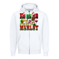 White ho ho ho and a bottle of merlot Zipper Hoodie - AdoDesignShop