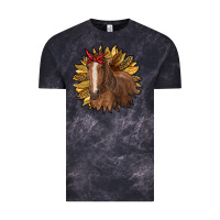Cloud Black sunflower with horse Vintage Tee - RanaPortraitStore