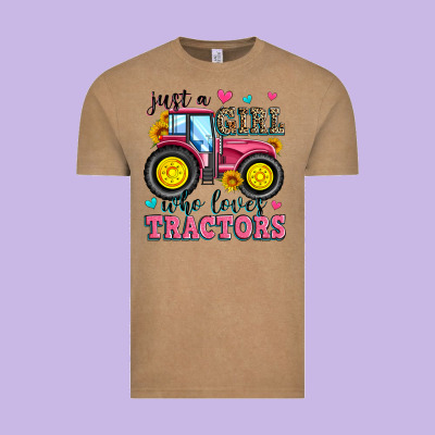 Just A Girl Who Loves Tractors Vintage Tee Designed By Zillion Design Studio