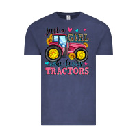 Vintage Denim just a girl who loves tractors Vintage Tee - Zillion Design Studio