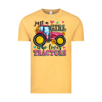 Vintage Mustard just a girl who loves tractors Vintage Tee - Zillion Design Studio