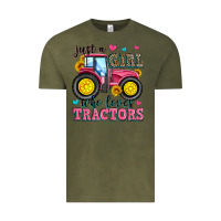 Vintage Olive just a girl who loves tractors Vintage Tee - Zillion Design Studio