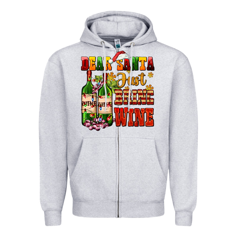 Dear Santa Just Bring Wine Zipper Hoodie by AdoDesignShop | Teevron