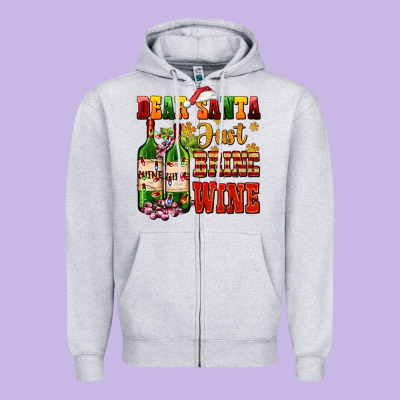 Dear Santa Just Bring Wine Zipper Hoodie Designed By Adodesignshop