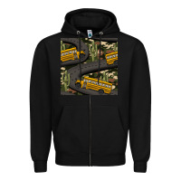 Black cactus camouflage school bus seamless pattern Zipper Hoodie - BundleAndBundleShop