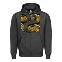 Charcoal Heather cactus camouflage school bus seamless pattern Zipper Hoodie - BundleAndBundleShop