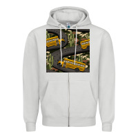 Dove Grey cactus camouflage school bus seamless pattern Zipper Hoodie - BundleAndBundleShop