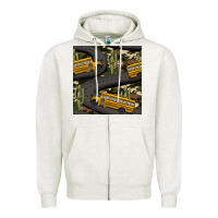 Oatmeal Heather cactus camouflage school bus seamless pattern Zipper Hoodie - BundleAndBundleShop