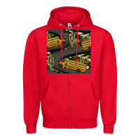Red cactus camouflage school bus seamless pattern Zipper Hoodie - BundleAndBundleShop