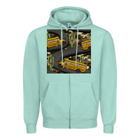 Seafoam cactus camouflage school bus seamless pattern Zipper Hoodie - BundleAndBundleShop
