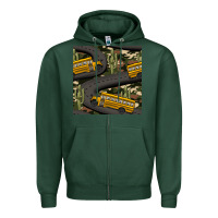 Sports Green cactus camouflage school bus seamless pattern Zipper Hoodie - BundleAndBundleShop