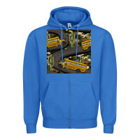 True Royal cactus camouflage school bus seamless pattern Zipper Hoodie - BundleAndBundleShop