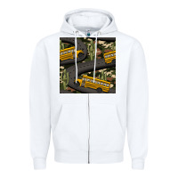 White cactus camouflage school bus seamless pattern Zipper Hoodie - BundleAndBundleShop