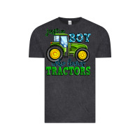 Vintage Black just a boy who loves tractors Vintage Tee - Zillion Design Studio