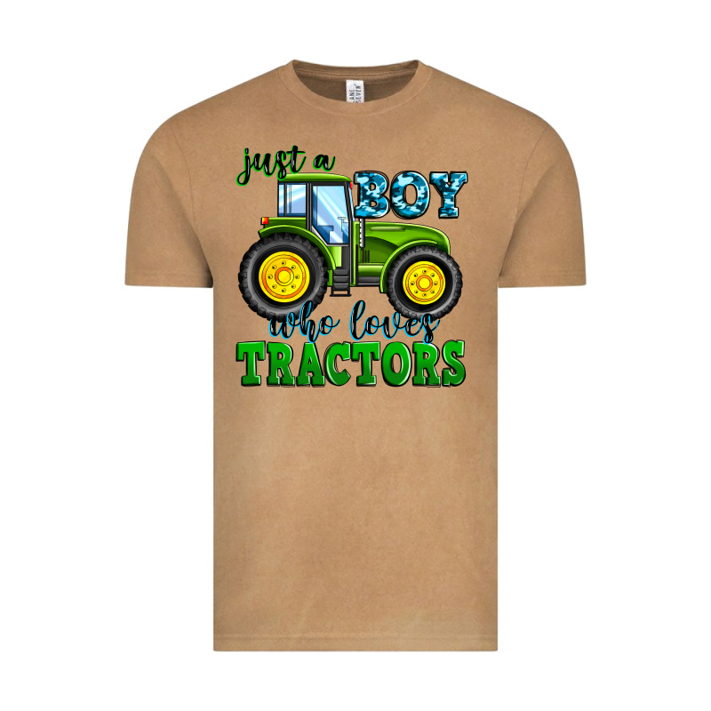 Just A Boy Who Loves Tractors Vintage Tee by Zillion Design Studio | Teevron