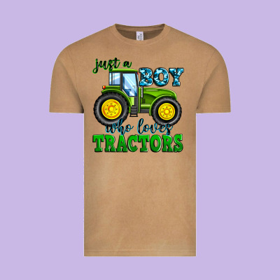 Just A Boy Who Loves Tractors Vintage Tee Designed By Zillion Design Studio