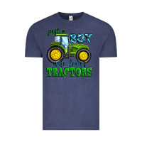 Vintage Denim just a boy who loves tractors Vintage Tee - Zillion Design Studio
