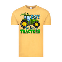 Vintage Mustard just a boy who loves tractors Vintage Tee - Zillion Design Studio