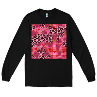 Black valentines day roses leopard seamless pattern Long Sleeve Tee - JahusDesignShop