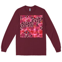 Burgundy valentines day roses leopard seamless pattern Long Sleeve Tee - JahusDesignShop