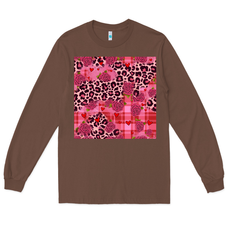 Valentines Day Roses Leopard Seamless Pattern Long Sleeve Tee by JahusDesignShop | Teevron