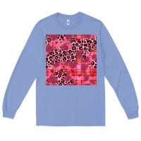 Colony Blue valentines day roses leopard seamless pattern Long Sleeve Tee - JahusDesignShop