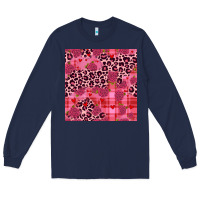 Navy valentines day roses leopard seamless pattern Long Sleeve Tee - JahusDesignShop