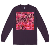 Plum valentines day roses leopard seamless pattern Long Sleeve Tee - JahusDesignShop