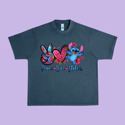 Peace Love Stitch Urban Heavy Tee Designed By Zillion Design Studio