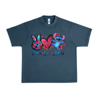 Midnight Navy peace love stitch Urban Heavy Tee - Zillion Design Studio