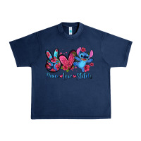 Navy peace love stitch Urban Heavy Tee - Zillion Design Studio