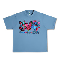 Pebble Blue peace love stitch Urban Heavy Tee - Zillion Design Studio