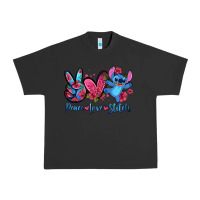 Pigment Black peace love stitch Urban Heavy Tee - Zillion Design Studio