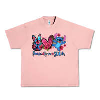 Salmon peace love stitch Urban Heavy Tee - Zillion Design Studio
