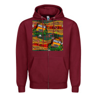 Burgundy christmas school bus seamless pattern Zipper Hoodie - BundleAndBundleShop