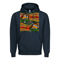 Navy christmas school bus seamless pattern Zipper Hoodie - BundleAndBundleShop