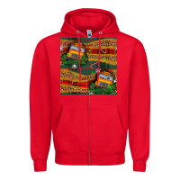 Red christmas school bus seamless pattern Zipper Hoodie - BundleAndBundleShop
